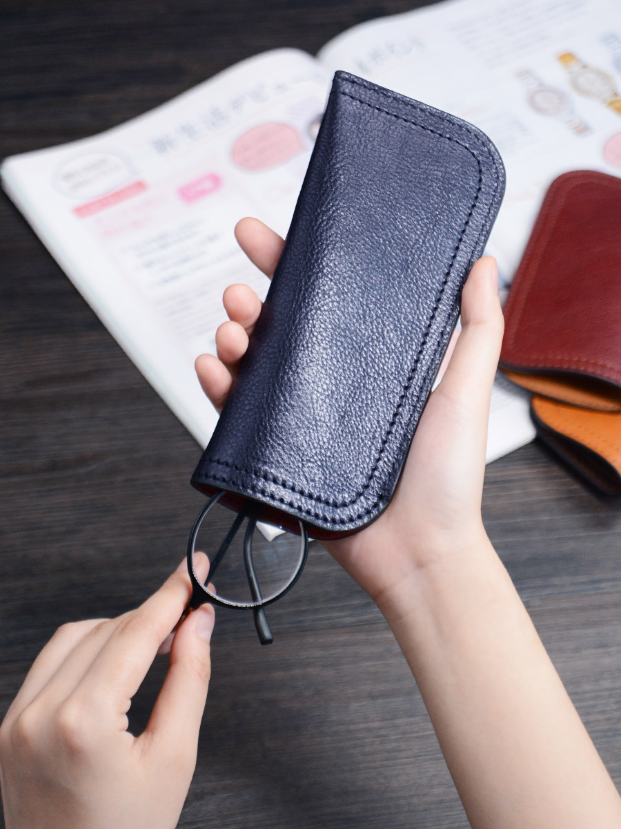 Animal husbandry leather art glasses case High-grade leather simple men's handmade glasses bag Women's eye sunglasses portable glasses bag
