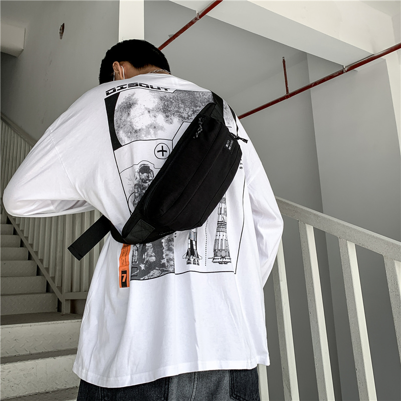 Youth all-match hip-hop Japanese and Korean nylon cloth tooling solid color street Korean version of the postman bag student Messenger trendy shoulder bag