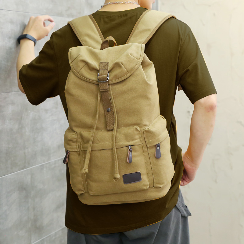 Student School Bag Port Wind Tooling Day Ensemble Original Juku Retro Han Version Large Capacity Shoulder Bag Canvas Double Shoulder Bag Leisure Travel