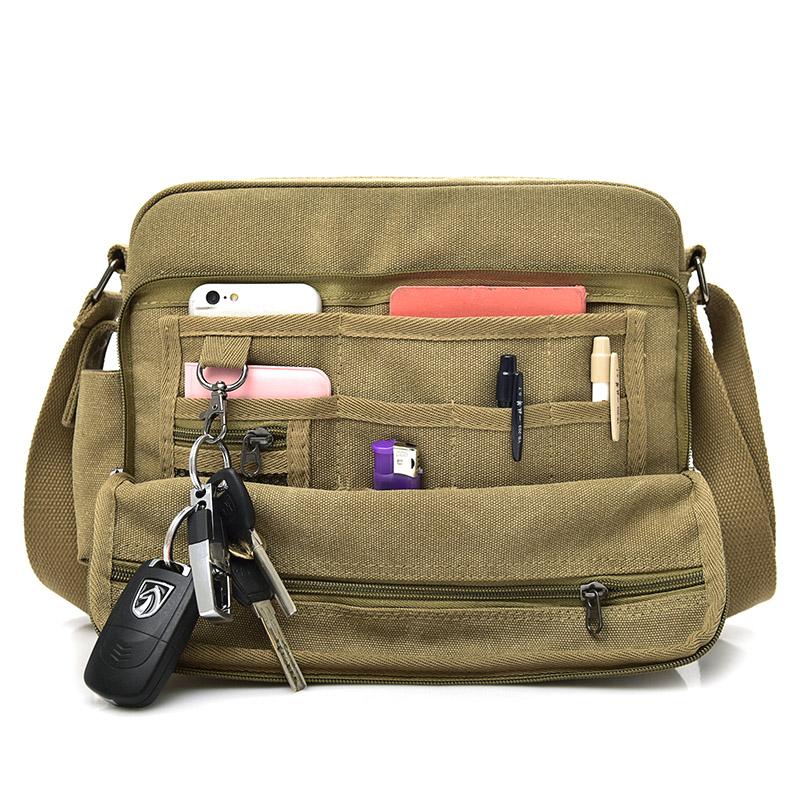 New retro canvas bag shoulder bag young men Korean version of the satchel multi-function ipad diagonal bag shoulder bag
