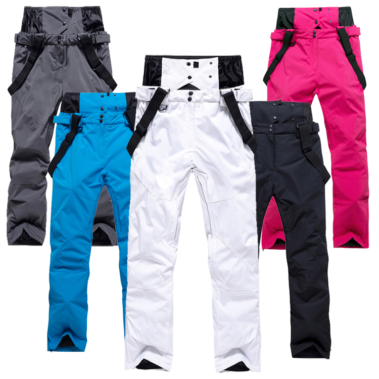 Ski pants for men and women, windproof, waterproof, warm, thick, single and double board, wear-resistant, breathable, couples, fashion straps, cotton pants, large size