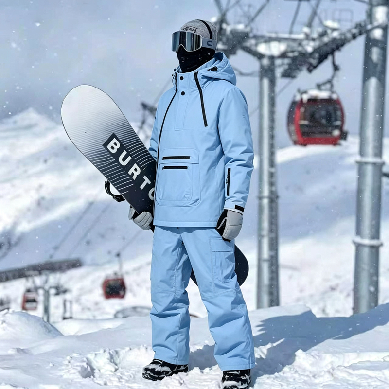 Trendy Solid Color Ski Suit for Women and Men, Windproof, Warm, Cold-Resistant, Thickened, Single and Double Board Ski Clothing and Gear, Large Size