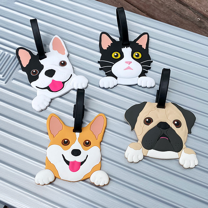 Pet dog luggage card girl card cartoon flower cat personality suitcase listed anti-loss travel boarding board