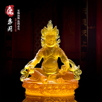 Fine craftsmanship water glass yellow god of wealth tantric Buddha statue at home to offer auspicious ornaments to the god of fortune protector
