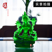 New resin glass green Tara Tantric Buddha statue Ping An Tibetan Ritual Buddha home offering handicraft ornaments