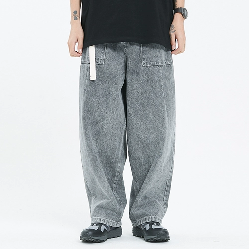 江南先生 Летние японские ретро штаны, прямые свободные джинсы, скейтборд, в корейском стиле