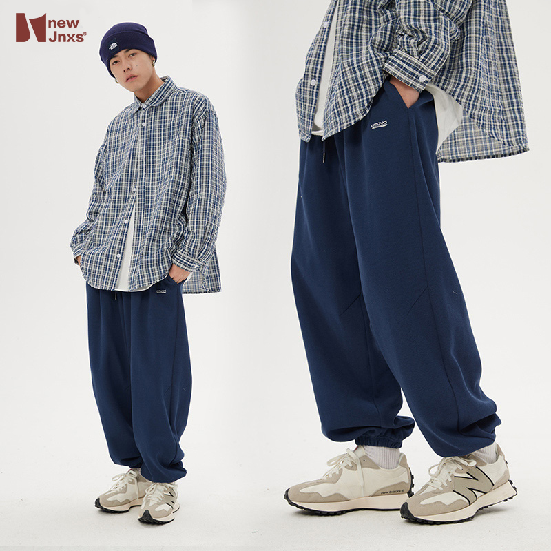 Mr. JNXS Jiangnan Japanese heavyweight anti-wrinkle LOGO casual pants for men and women summer loose overalls pants with feet