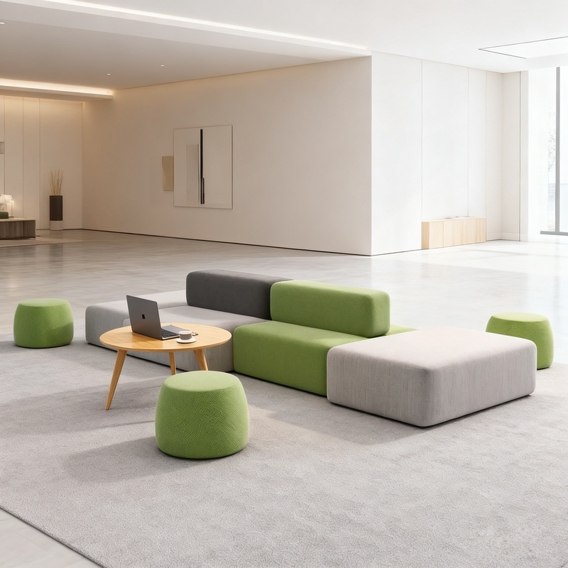 Rest Area Modular Sofa Combination for Training Institutions, Banks, Hotels, Leisure Sofa, Waiting Area Sofa Stool