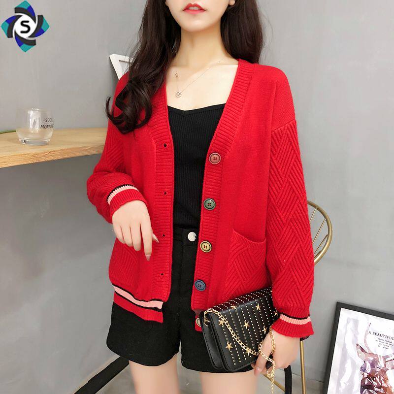 Short-style knitwear spring-autumn candy color small jacket Skinny sweaty hair line cardiovert single-row buttoned ocean-cut-age blouses