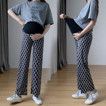 New summer fashion Joker trousers cotton thin breathable printed knitted wide leg pants loose belly pants Net Red