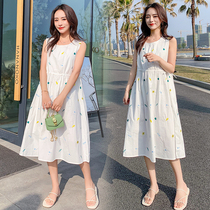 Pregnant womens summer new Korean version of loose embroidered vest skirt Net Red foreign style large size fashion pregnant womens dress