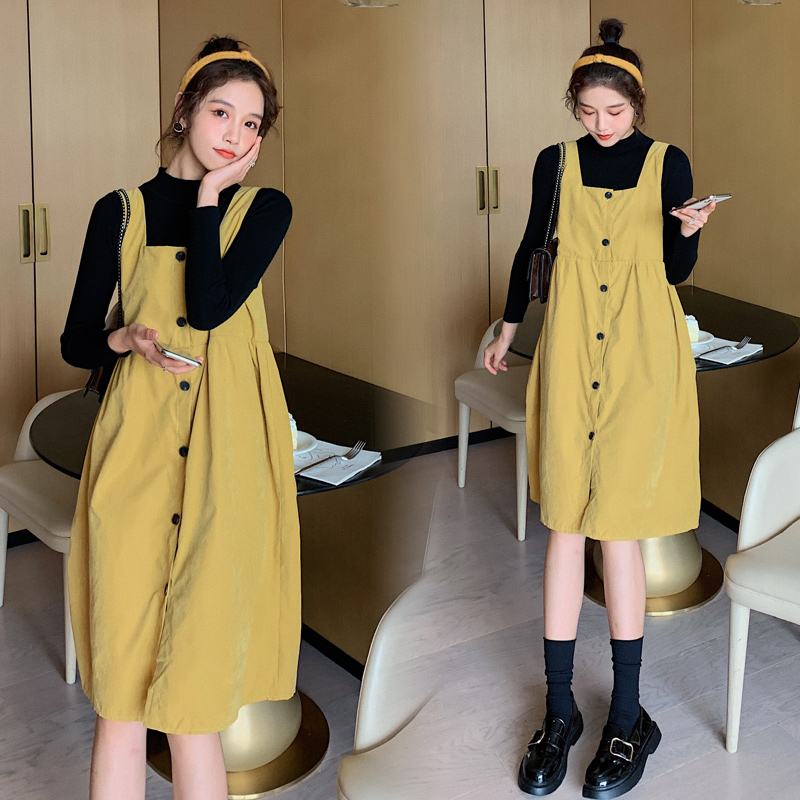 Maternity suit net celebrity fashion long-sleeved spring and autumn baby bag skirt Western style fashion mid-length pregnant women's dress autumn