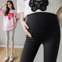 Pregnant woman shark pants wear leggings thin abdomen hip high waist shorts 7-point pants yoga pants elastic summer clothes