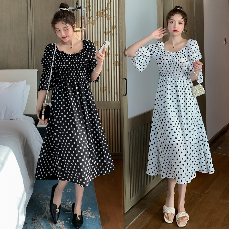 New summer fashion pregnant women wear wave point in the long loose and sweet maternal dress half sleeve Western style web celebrity
