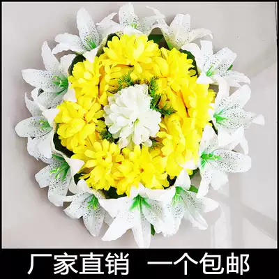 Ching Ming Festival simulation chrysanthemum wreath on the grave plastic silk flower sacrifice funeral supplies cemetery grave sweeping flowers placed fake flowers