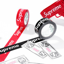Supreme large wide Tide brand packing tape trendy bundle SUP red black transparent adhesive paper sealing rubber cloth