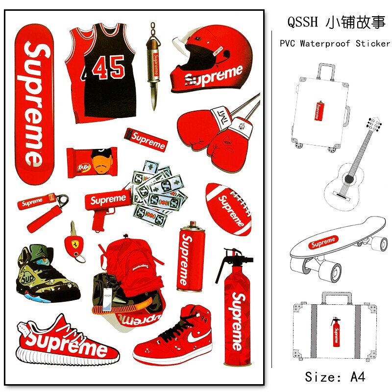 Whole A4 trendy brand waterproof logo sports suitcase sticker luggage guitar skateboard dead fly bicycle sticker - Taobao