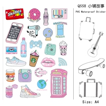 The whole girl is cute pink cartoon luggage sticker laptop trolley case mobile phone waterproof sticker