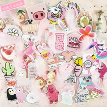 Pink cute girl line sticker luggage tie rod suitcase skateboard guitar phone laptop sticker