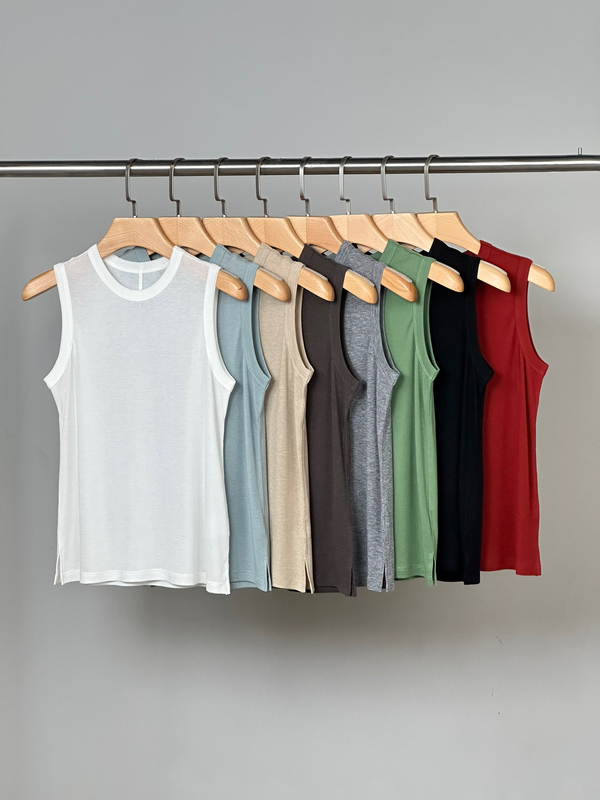 Easiest for Match Back Design Lyocell Tencel Wool Mask Vest Round Neck Pure Color Sleeveless Top Light and Comfortable Easiest for Match Back Design Lyocell Tencel Wool Mask Vest Round Neck Pure Color Sleeveless Top Light and Comfortable
