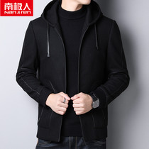 Antarctic wool hooded coat Mens Youth slim coat Top Casual wool jacket Jacket