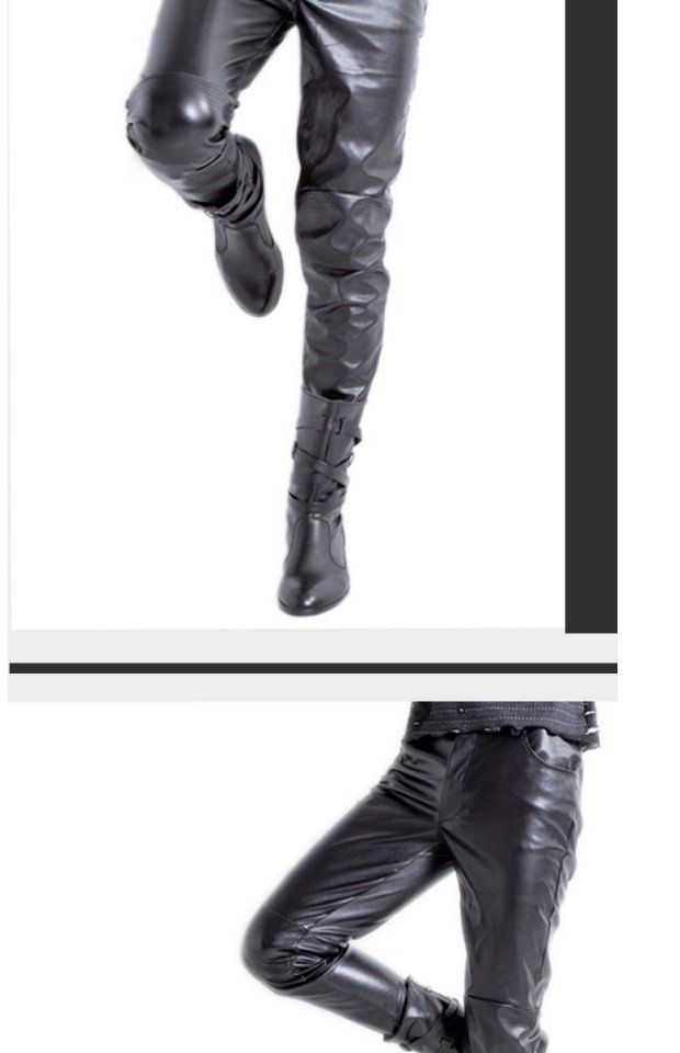 Quần da nam trung niên unisex không thấm nước và chống dầu rửa xe rửa xe bằng axit và quần da kiềm dầu cộng với nhung cỡ lớn quần jean nam rách