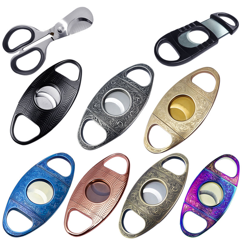 Royal cigar hall cigar knife cigar portable tube set double-edged stainless steel large-caliber cigar scissors cigar pliers single barrel