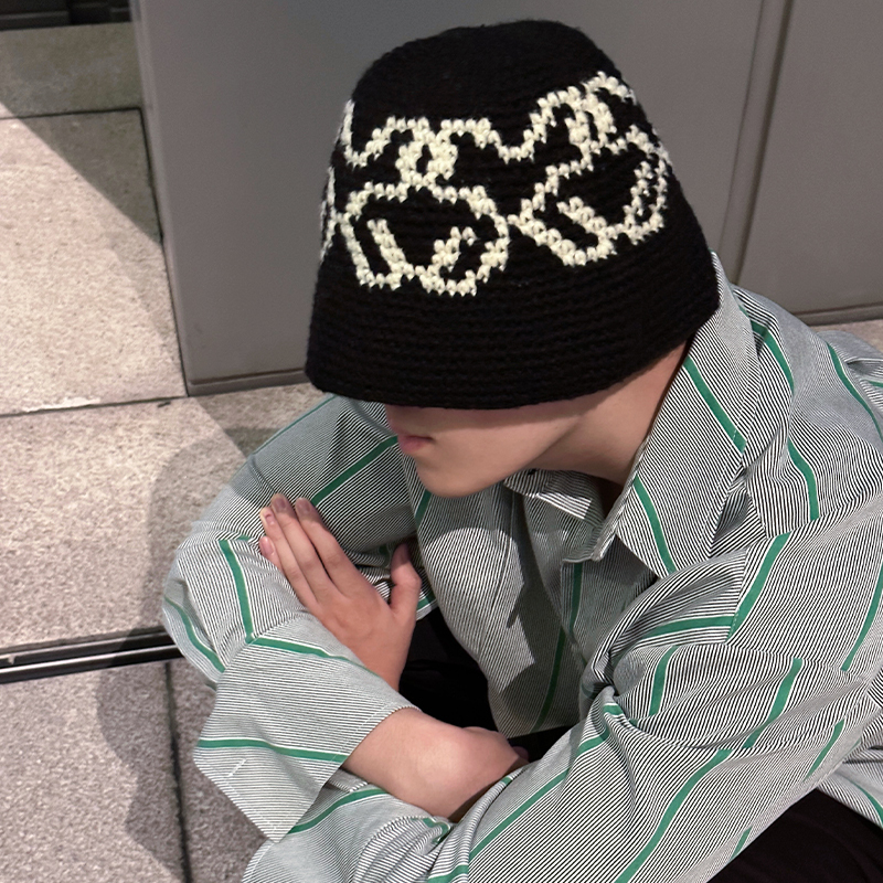 Bai Jingting Style Handmade Crochet Fisherman Hat, Warm Knit Hat for Men, Autumn and Winter American Style Cold Hat, Thick Knitted Hat for Women Bai Jingting Style Handmade Crochet Fisherman Hat, Warm Knit Hat for Men, Autumn and Winter American Style Cold Hat, Thick Knitted Hat for Women