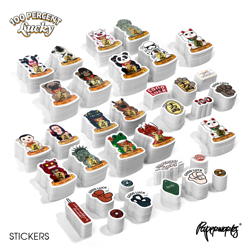 PAPERWORKS] Original LUCKY series transparent adhesive sticker Suitcase Guitar Skateboard Waterproof Sticker