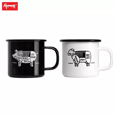 PAPERWORKS] Original Anatomy Pork Pattern Enamel Cup Mug Couple Couples Coffee Cup