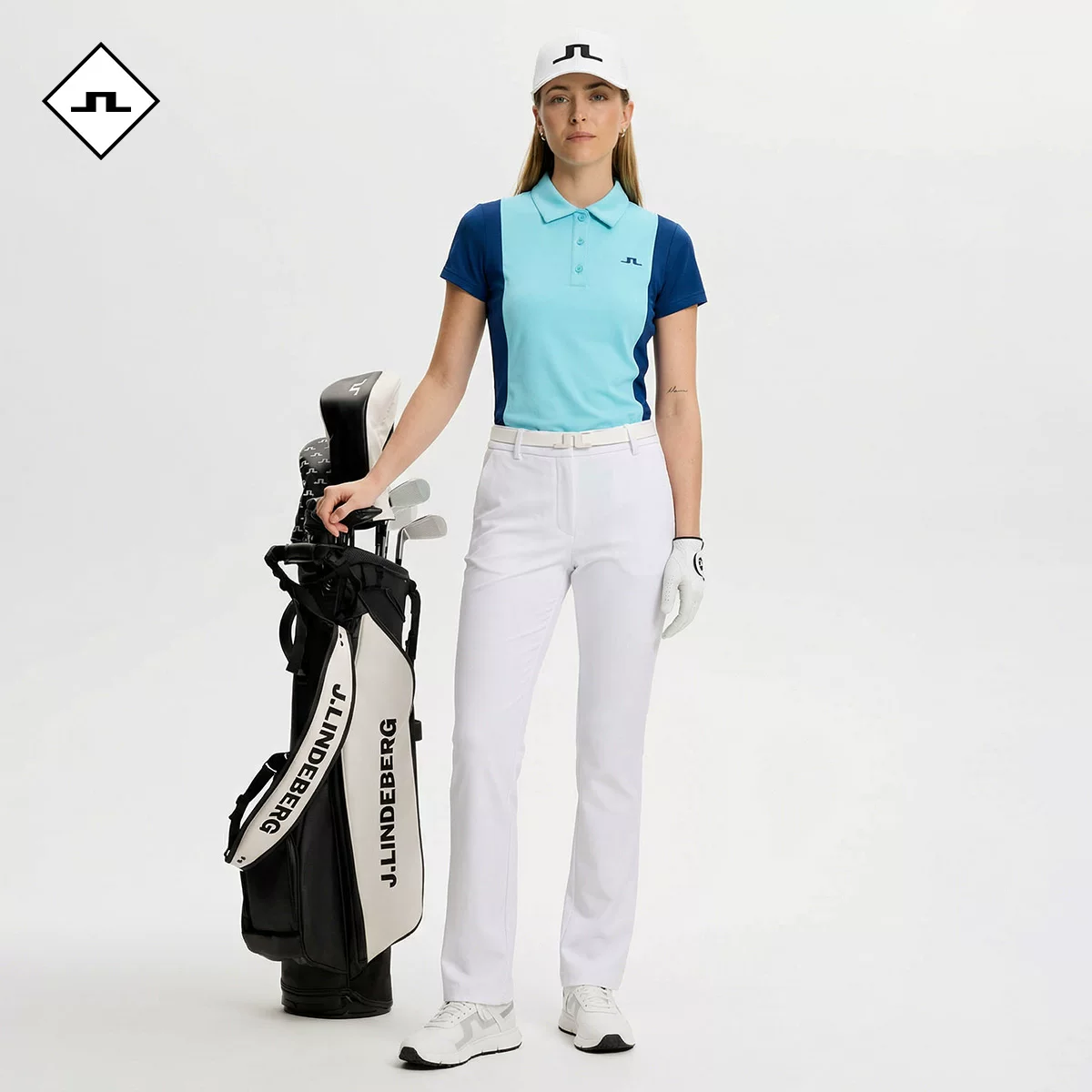 Футболка POLO для женщин весна-лето J.LINDEBERG Jin Lindberg контрастного цвета повседневная с лацканом