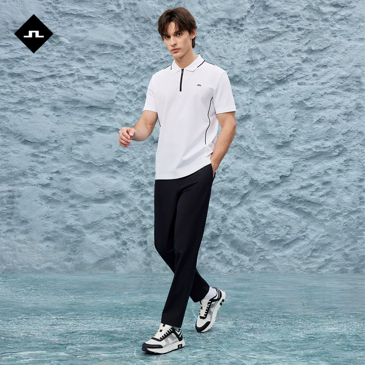 Мужское летнее спортивное эластичное polo, slim fit, с коротким рукавом, стиль