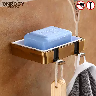 Soap box wall-mounted non-perforated European antique dressing room rack bathroom soap dish adhesive hook hook hook