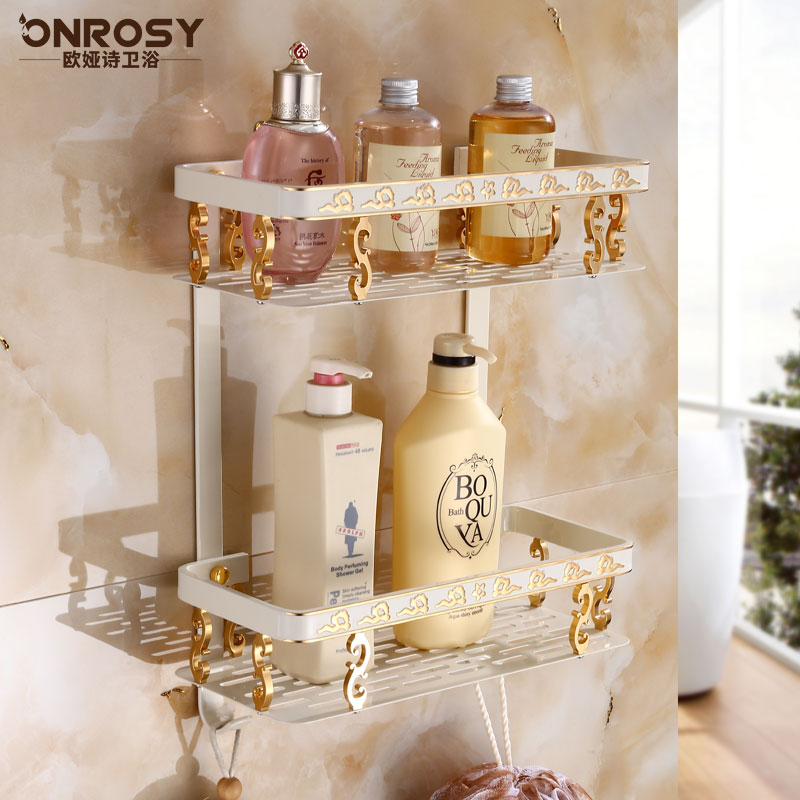 Powder room four corner shelf European bathroom ivory white shampoo shelf Wall wall hanging corner storage shelf