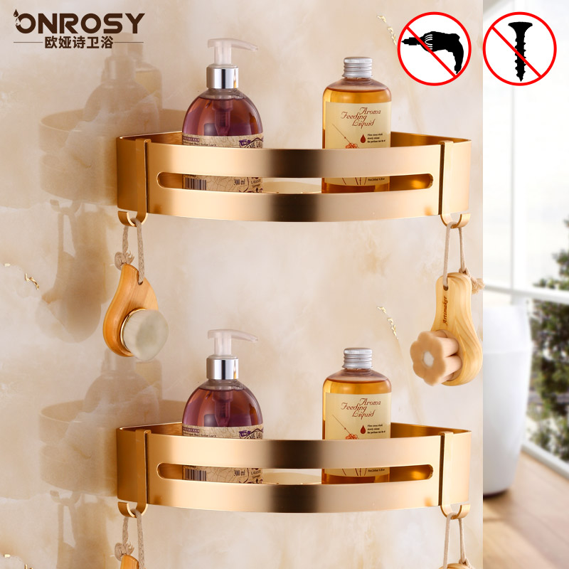 Free hole gold shelf toilet toilet washstand Powder room Wall-mounted bathroom European double triangular basket