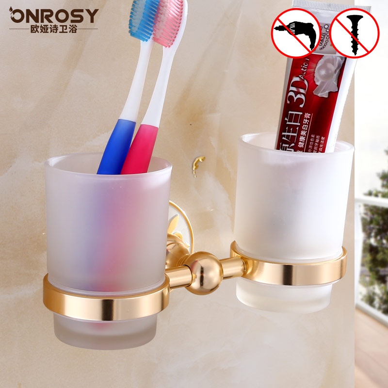 Ivory European gargle cup Powder room Toothbrush cup holder Wash set Wall-mounted toothpaste glass shelf