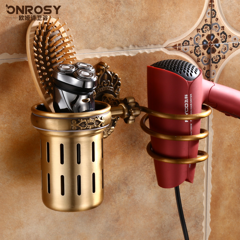 Antique hair dryer containing layer frame free of punch toilet bathroom Bathroom Makeup Room Space Aluminum Shelve Wall-mounted Hair Dryer Holder