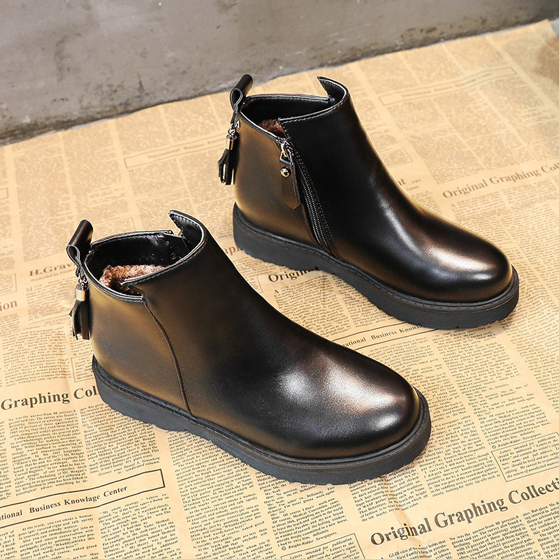Giày cao gót đế xuồng mùa thu ngắn cổ đông mới 2018 boots cao cổ