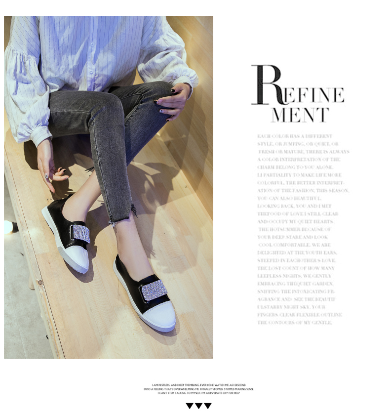 Giày trắng nhỏ nữ 2019 xuân mới thời trang hoang dã kim cương giả bình thường Velcro gió phẳng thấp để giúp giày đơn - Giày cắt thấp boot cao cổ nữ