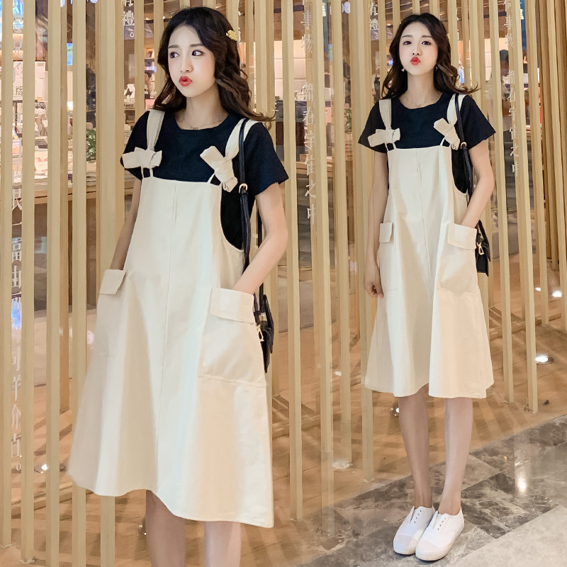 Pregnant Woman Summer Dress Foreign Dress Suit Fashion style Baby Bag Skirt Blouse Two-piece Summer Han Edition New Summer Dress