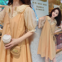 Pregnant Woman Summer Clothing Snowspun Brit Dress Suit 2022 Summer Fashion Outside Wearing Loose Slim Fit Mid-Summer Dresses