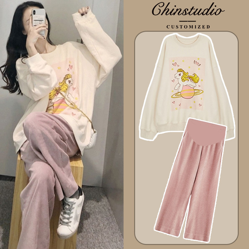 Pregnant Woman Autumn Clothing Online Red Pregnancy Mid-Suit Fashion style Autumn Gestation for pregnant women with small subspring and autumn new blouses