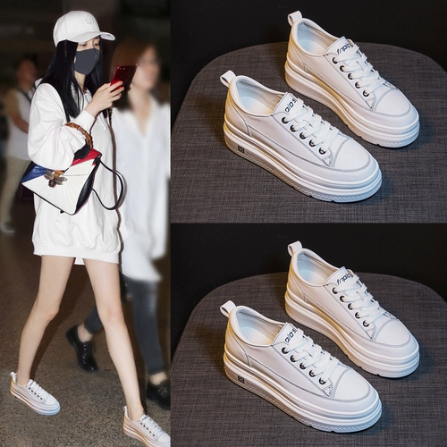 Универсальная повседневная обувь, белая обувь, высокие туфли на платформе, 2024 года, осенняя