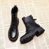 Martens, ботинки, высокие универсальные короткие сапоги в английском стиле на платформе, туфли, из натуральной кожи, осенние