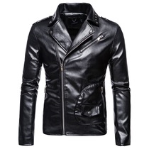 Rock men's Harley leather motorcycle leather jacket men's rivet costume coat personality short PU leather coat