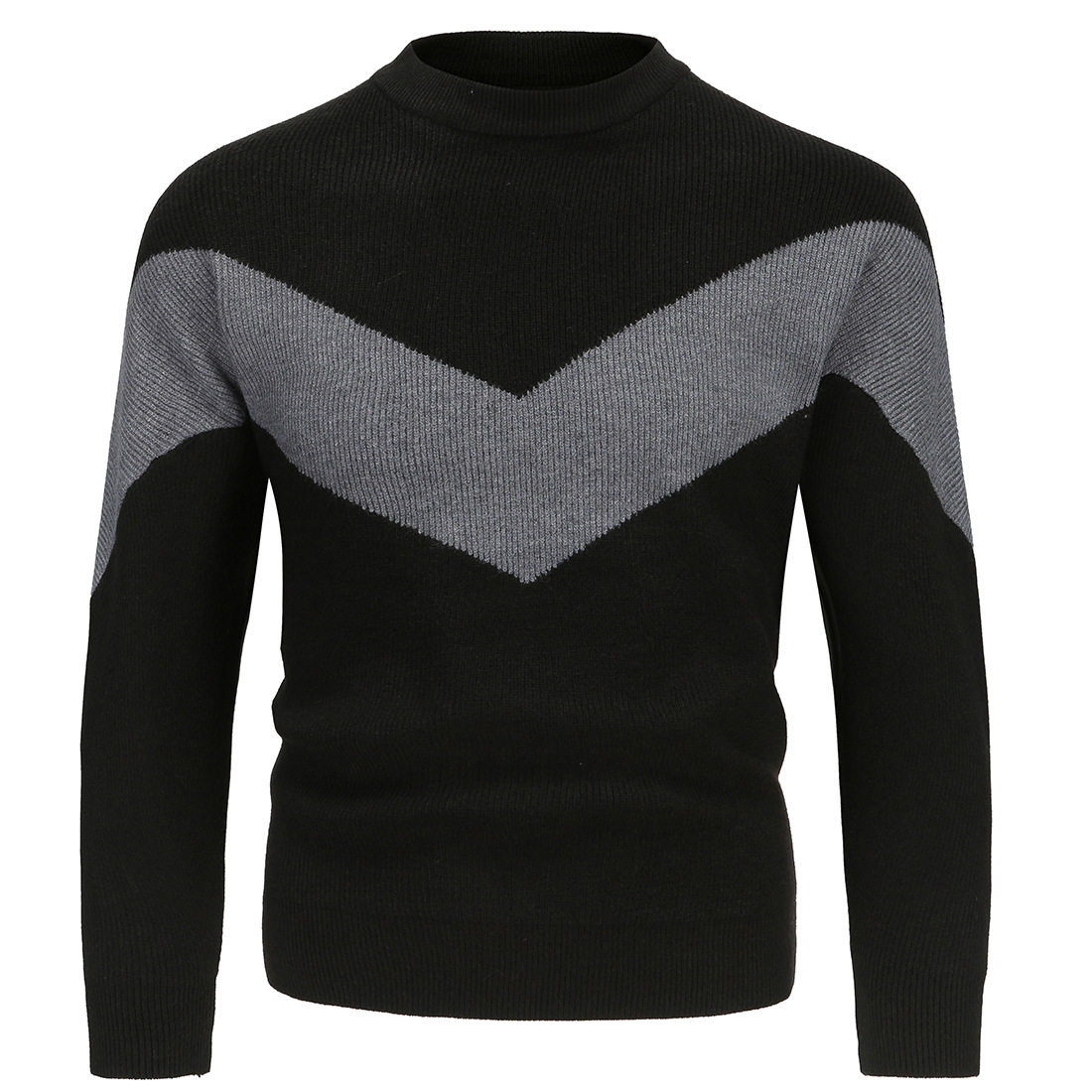 Autumn and winter sweater men's round neck trendy sanitary clothing men's m-word cotton pullover bottoming shirt men's slim stitching sweater knitted sweater