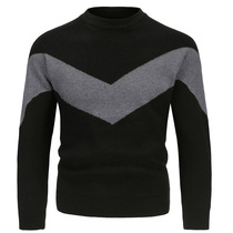 Autumn and winter sweater mens round neckline Mens m-character cotton cover head beating undershirt male body splicing sweater-knitted sweatshirt