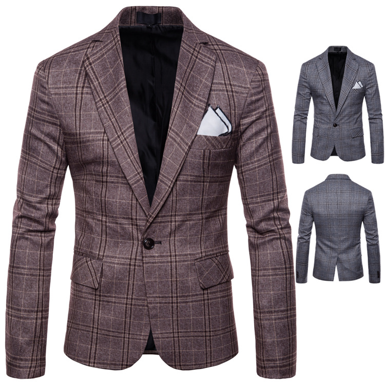 Business Inn suit Men's Korean version Body Positive Dress Casual Jacket Groom Wedding Gown Personality Plaid Suit