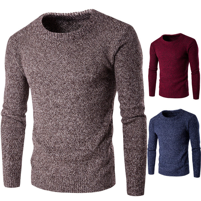 Autumn Clothing Tide Men's Pure Color Plus Fat Increase Code Men's Clothing Undershirt Masculon Clothing Thicken Warm Sweater Men's Clothing