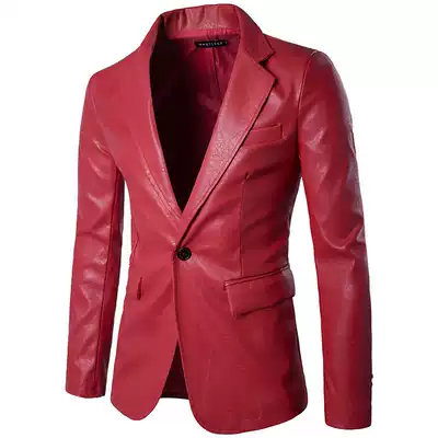 Leather men slim personality handsome men wash leather jacket youth suit collar Pukin jacket men tide